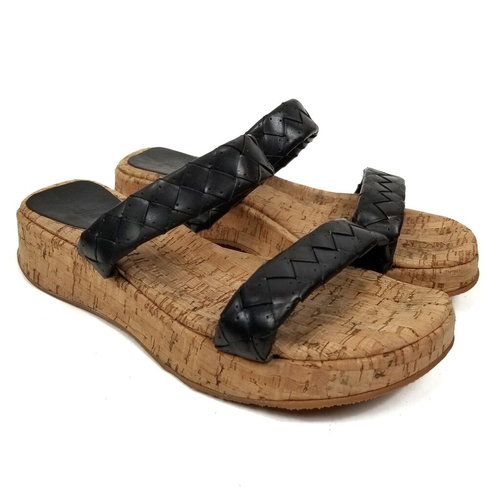 Tommy Bahama Women's Cork Wedge Platform 2 Woven Leather Strap Sandals Size 7